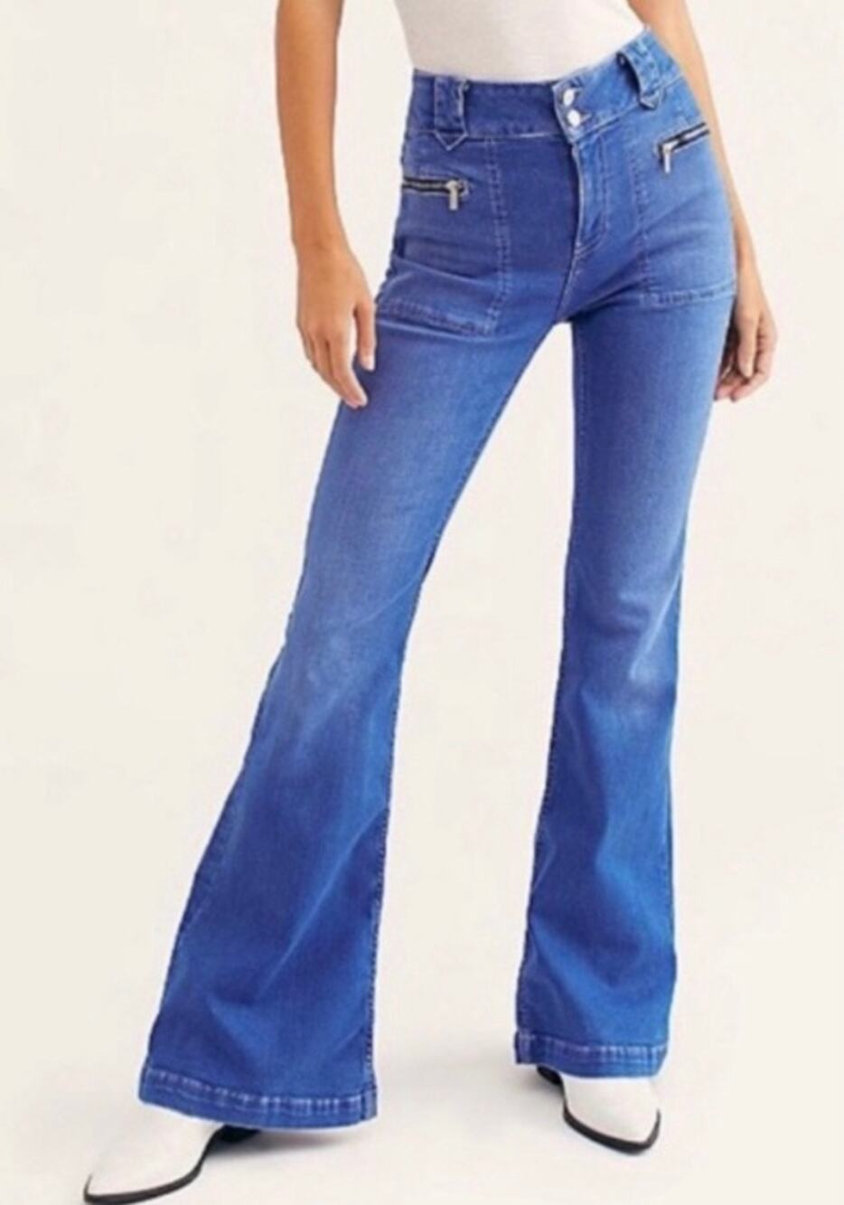 Free People We The Free Layla Flared Jeans Electric Blue 27